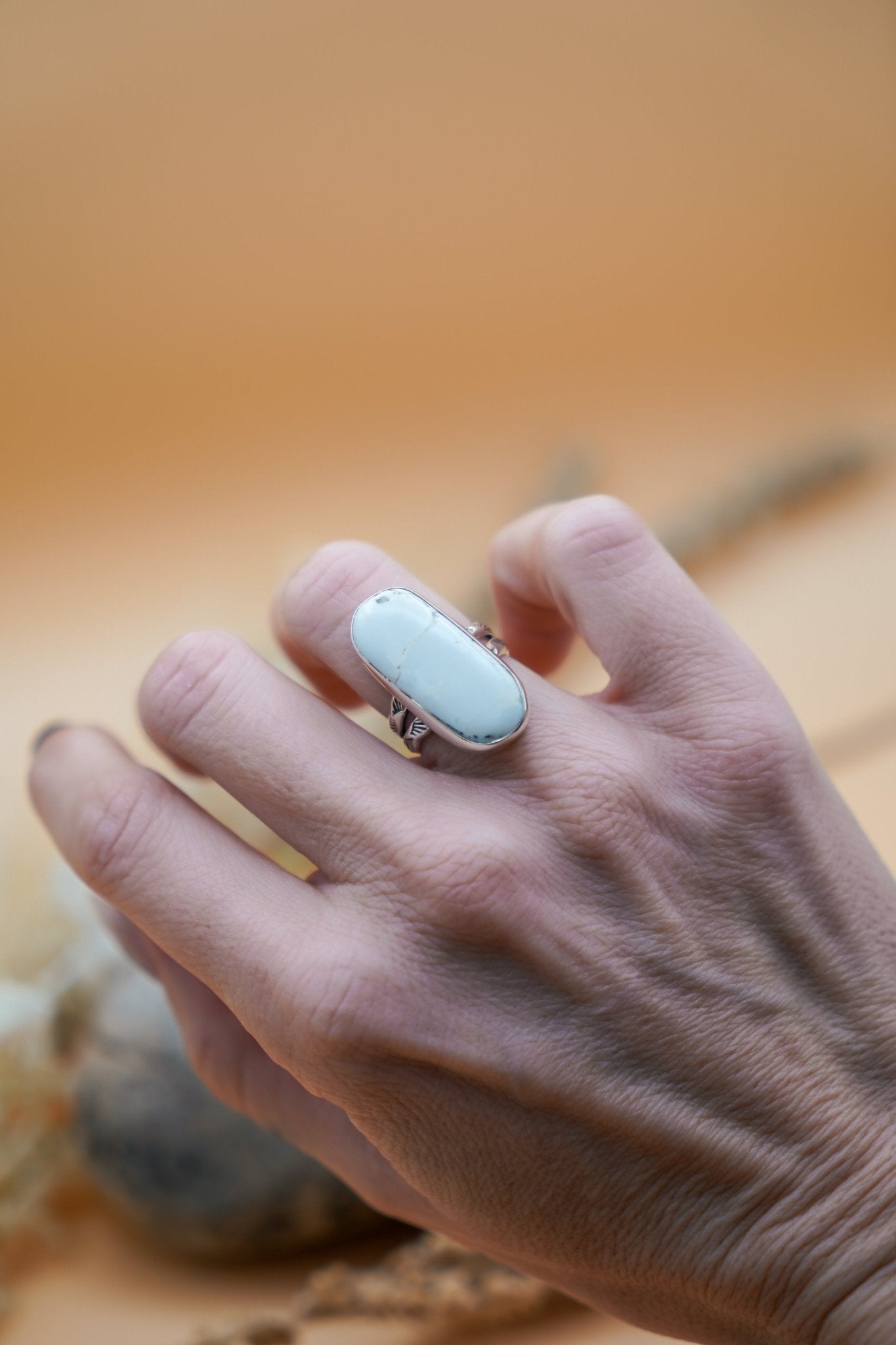 White Buffalo Ring (Size 6.25) - Golden Road Crafted