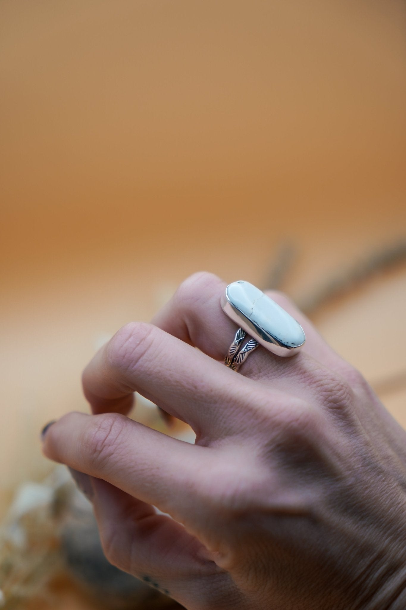 White Buffalo Ring (Size 6.25) - Golden Road Crafted