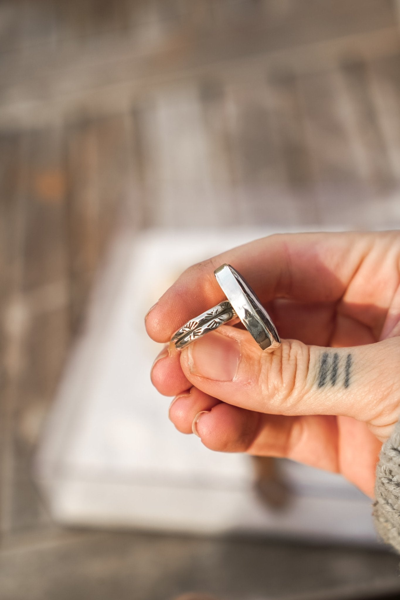 White Buffalo Ring (Size 7) - Golden Road Crafted