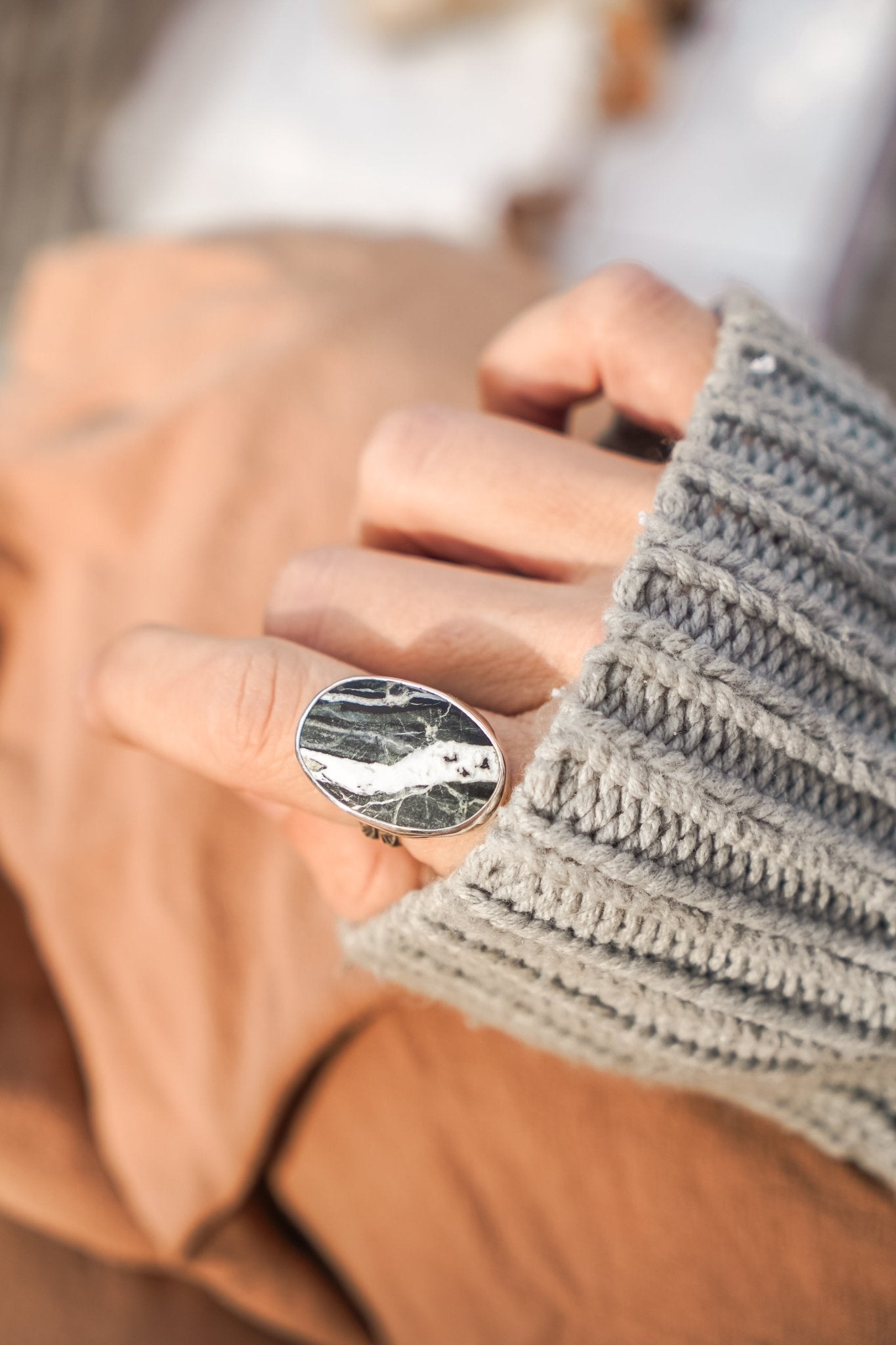 White Buffalo Ring (Size 7) - Golden Road Crafted