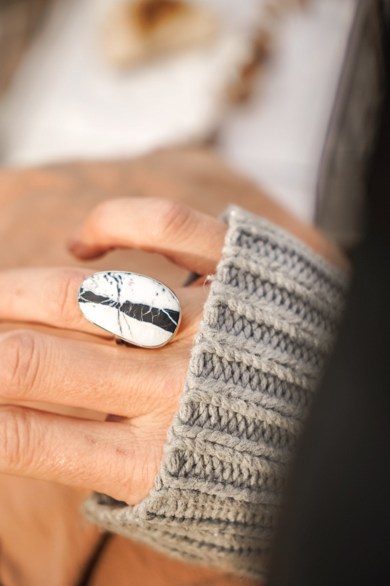 White Buffalo Ring (Size 7) - Golden Road Crafted