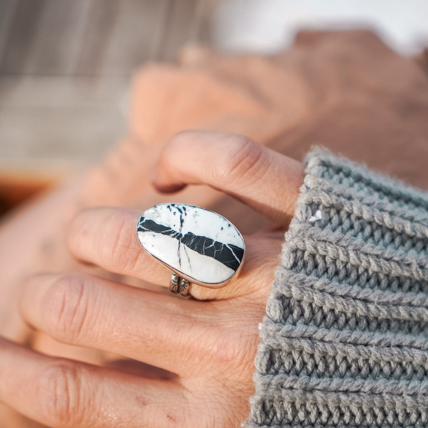 White Buffalo Ring (Size 7) - Golden Road Crafted