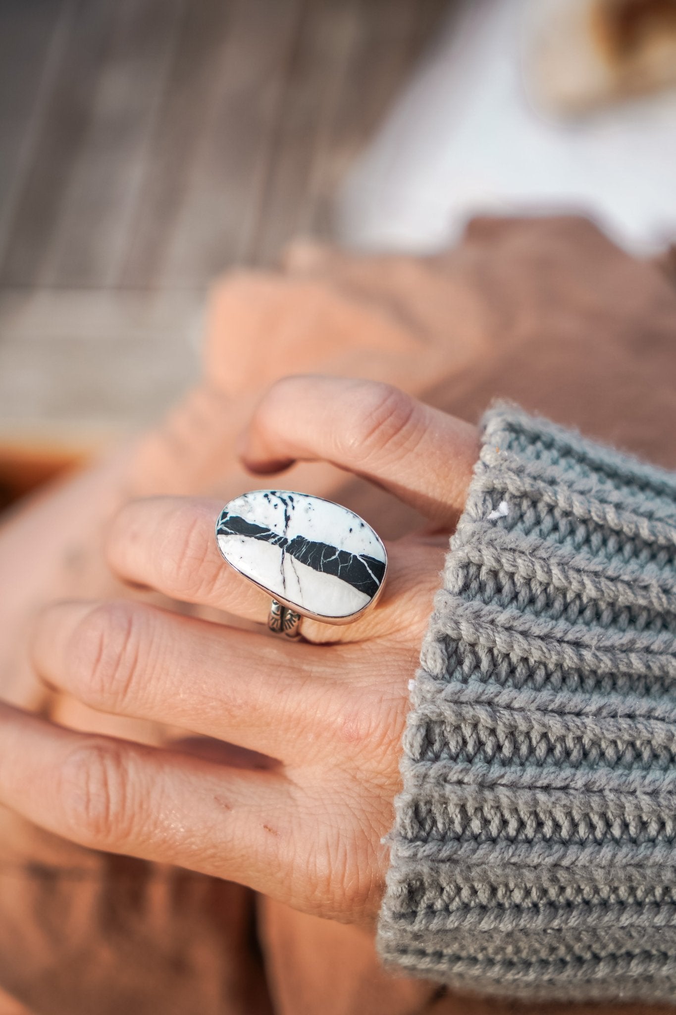 White Buffalo Ring (Size 7) - Golden Road Crafted