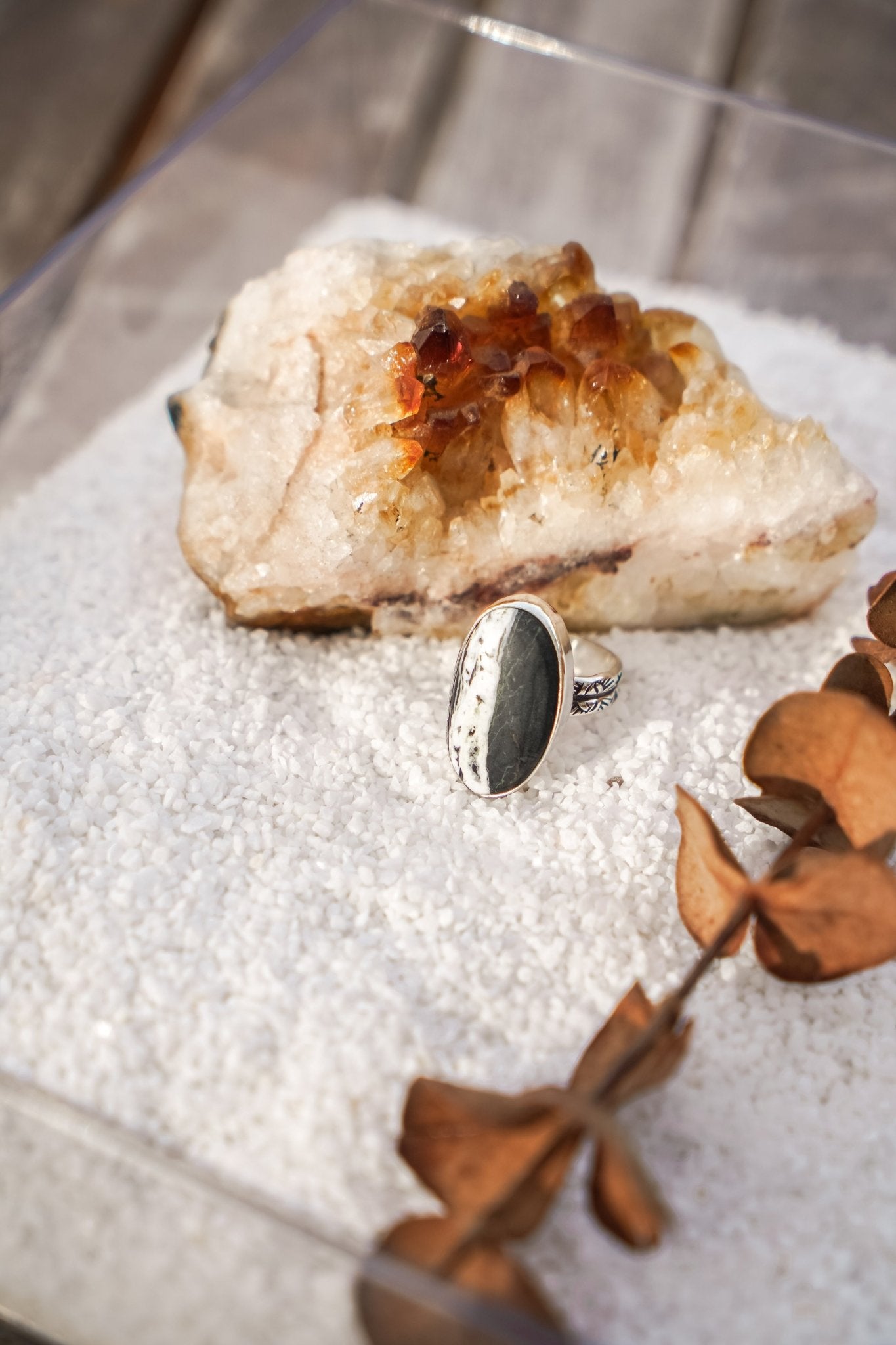 White Buffalo Ring (Size 7.5) - Golden Road Crafted