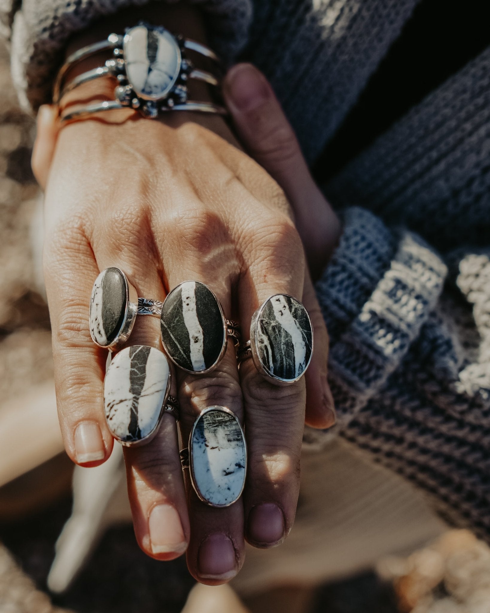 White Buffalo Ring (Size 7.5) - Golden Road Crafted