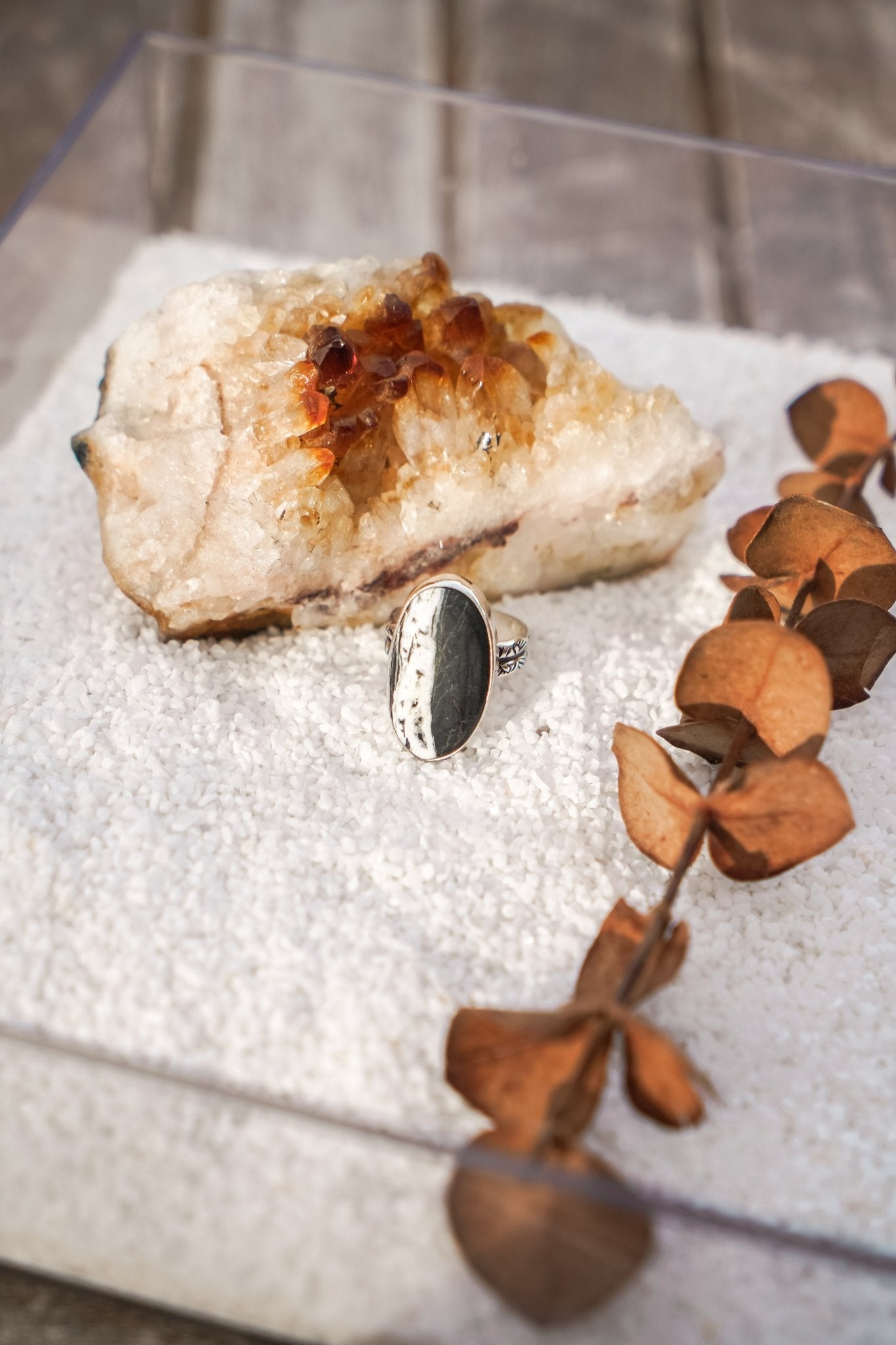 White Buffalo Ring (Size 7.5) - Golden Road Crafted