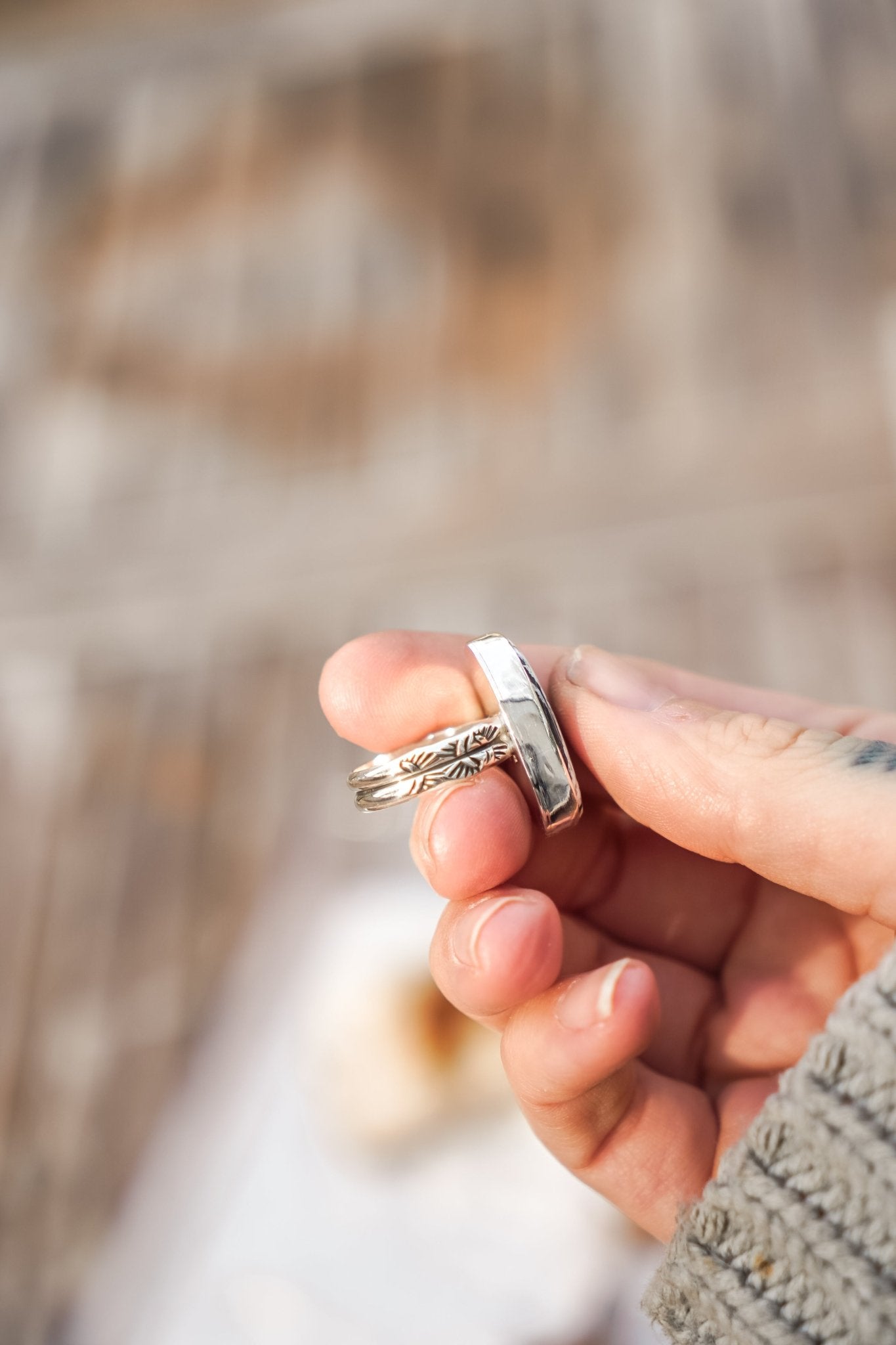 White Buffalo Ring (Size 7.5) - Golden Road Crafted