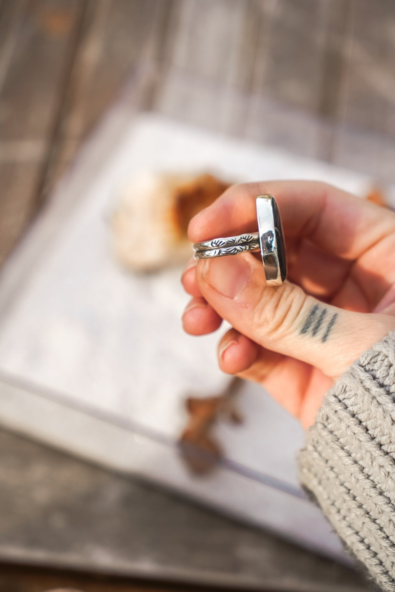 White Buffalo Ring (Size 9) - Golden Road Crafted