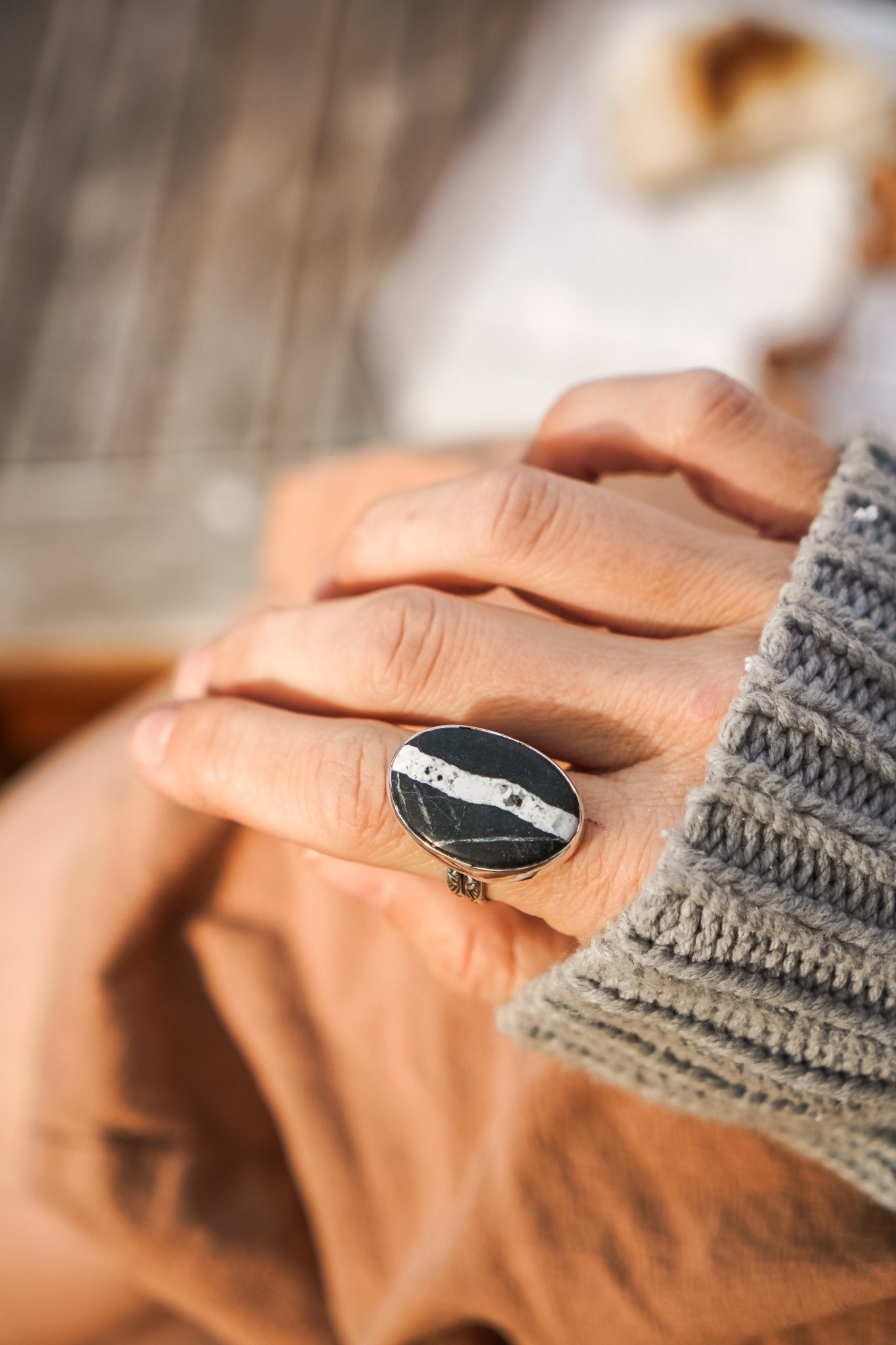 White Buffalo Ring (Size 9) - Golden Road Crafted