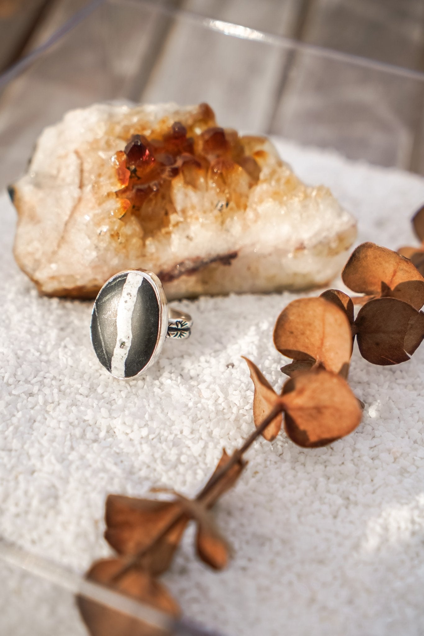 White Buffalo Ring (Size 9) - Golden Road Crafted