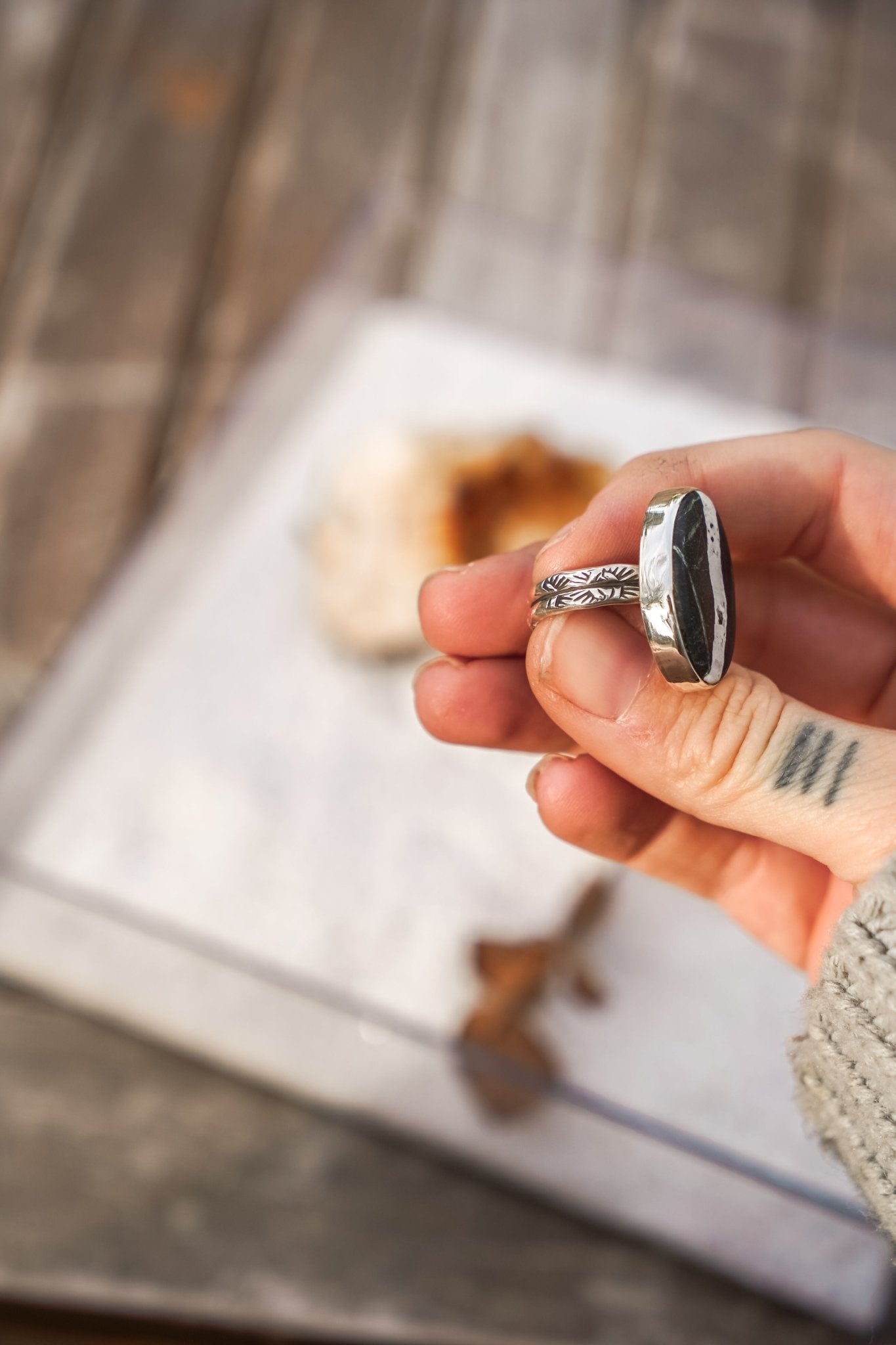 White Buffalo Ring (Size 9) - Golden Road Crafted