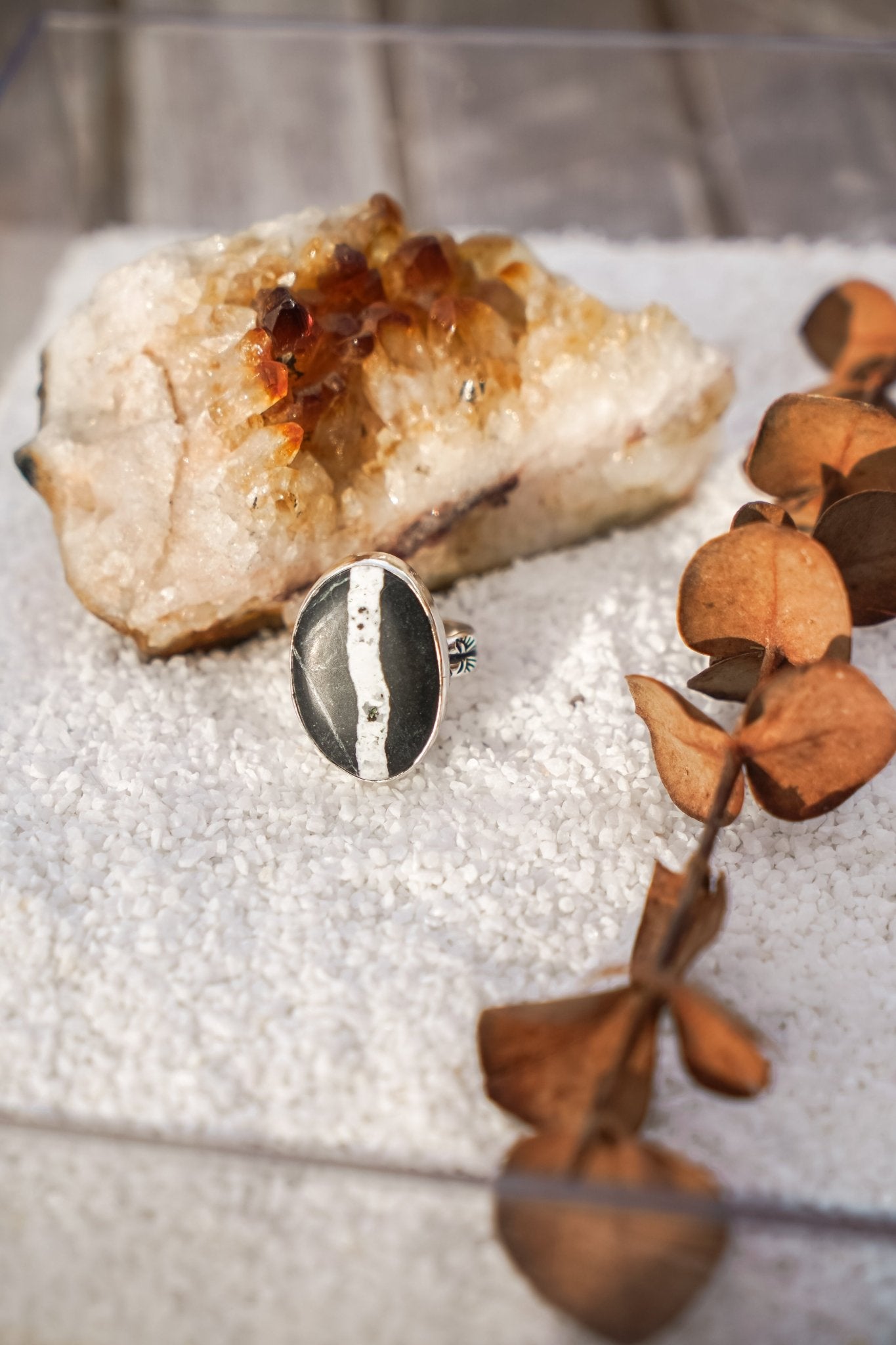 White Buffalo Ring (Size 9) - Golden Road Crafted