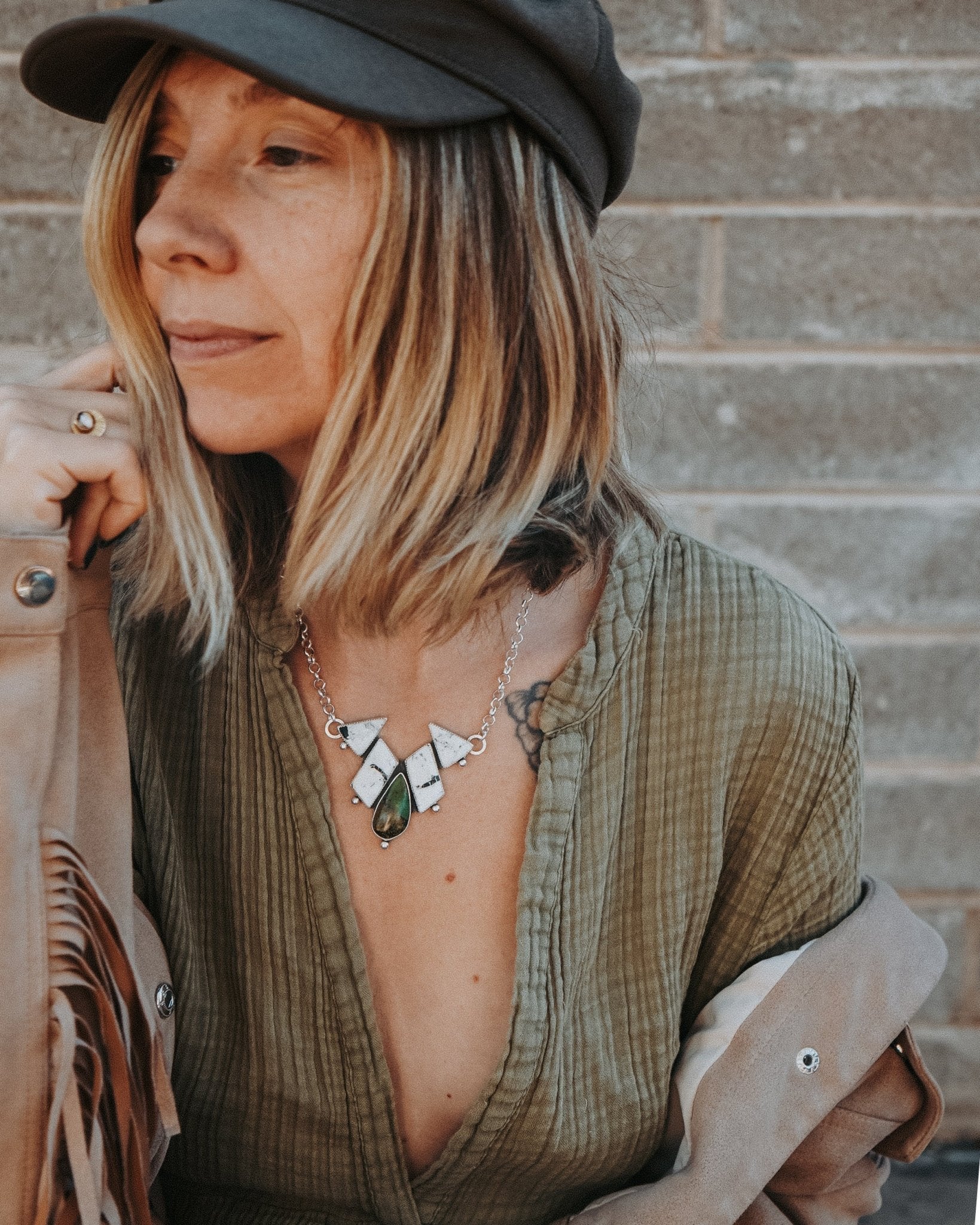 White Buffalo Statement Necklace - Golden Road Crafted