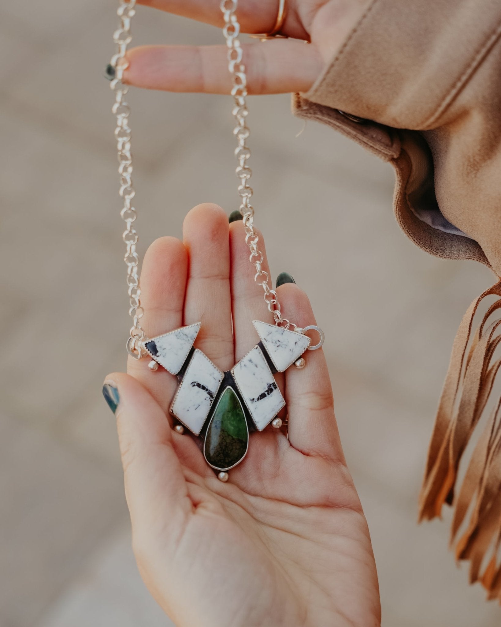 White Buffalo Statement Necklace - Golden Road Crafted