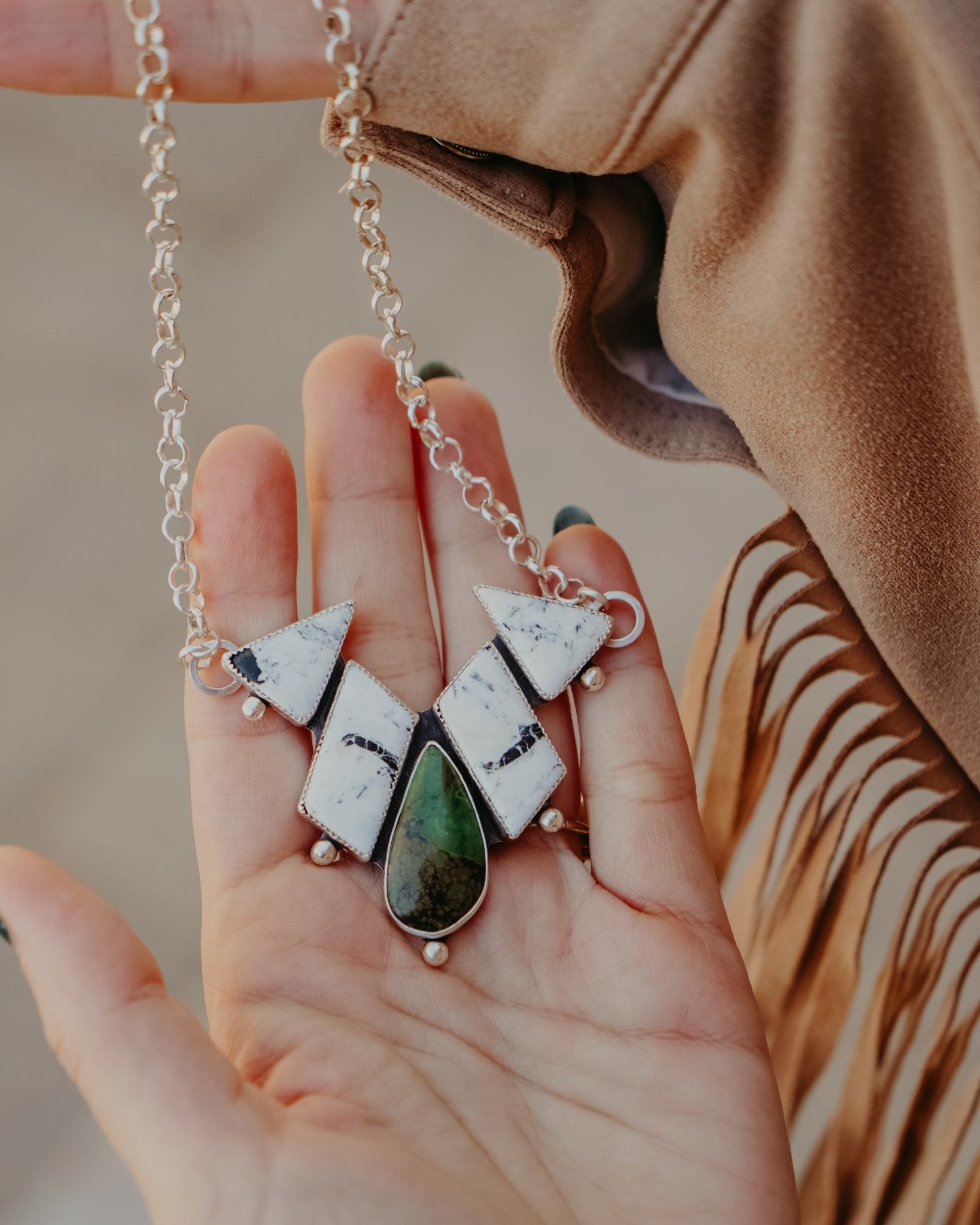 White Buffalo Statement Necklace - Golden Road Crafted