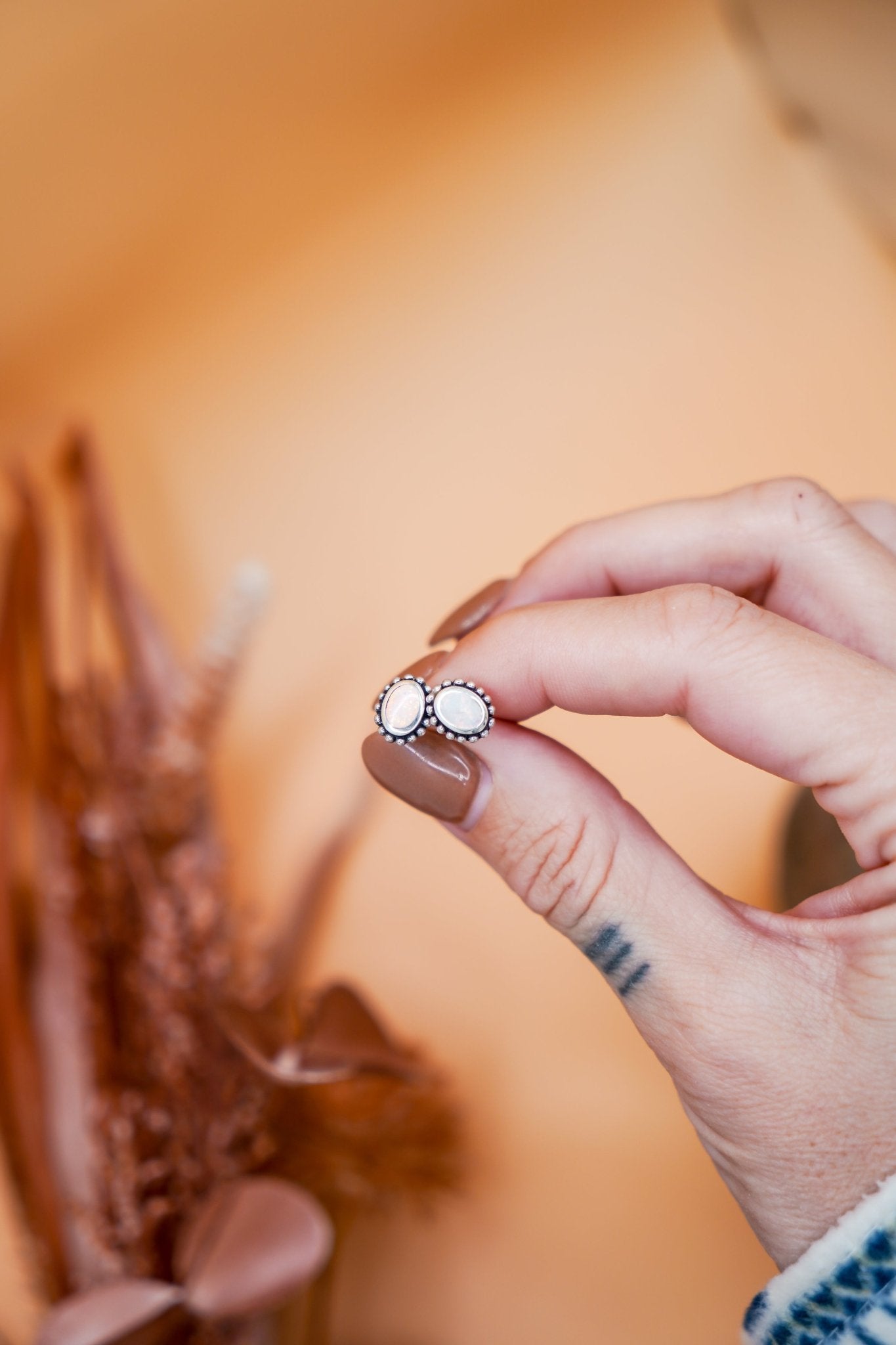 White Sterling Opal Studs - Golden Road Crafted
