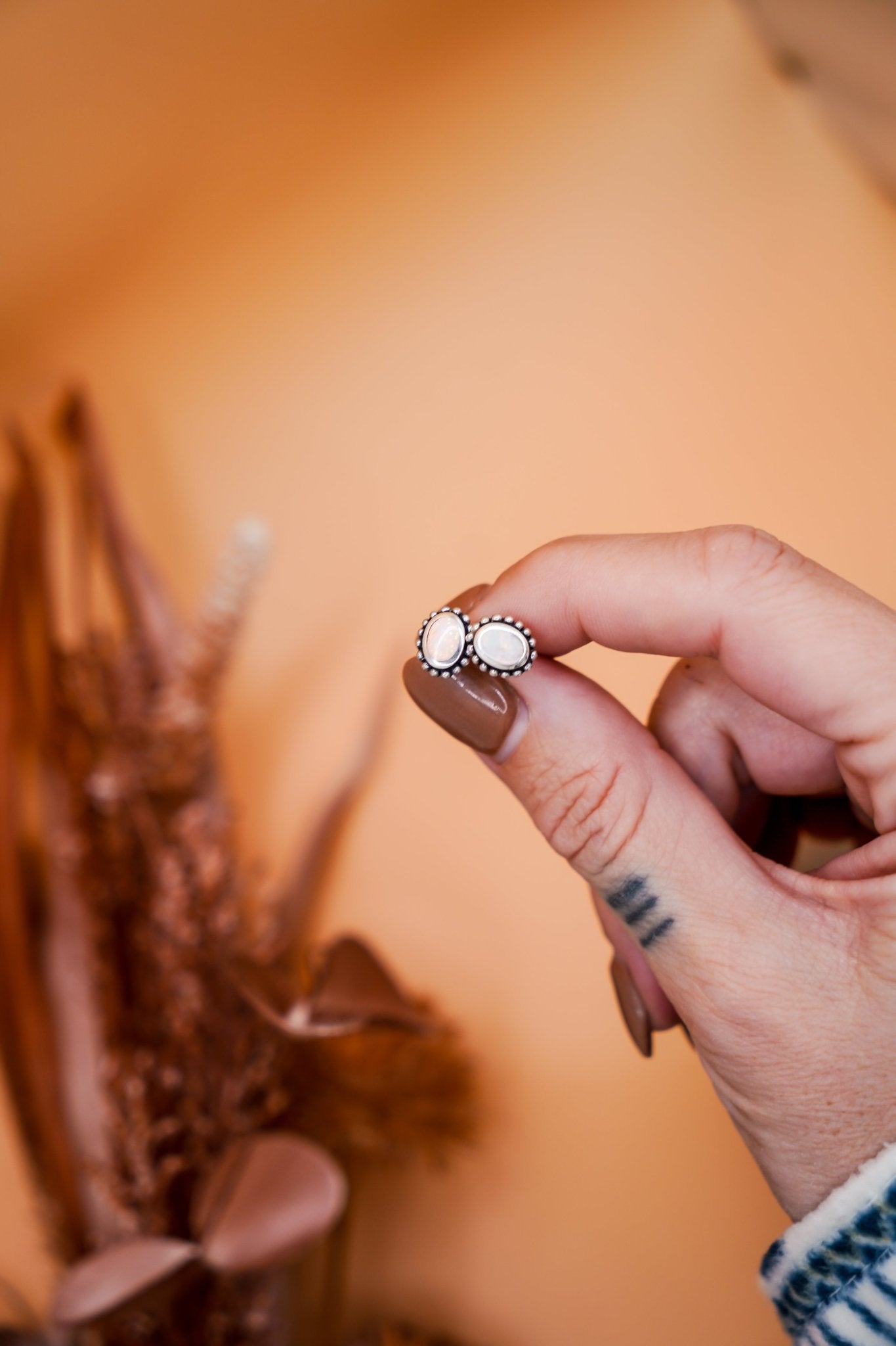 White Sterling Opal Studs - Golden Road Crafted