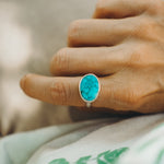 Whitewater Turquoise Ring (Size 7.25) - Golden Road Crafted