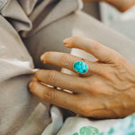 Whitewater Turquoise Ring (Size 7.75) - Golden Road Crafted