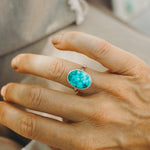 Whitewater Turquoise Ring (Size 7.75) - Golden Road Crafted