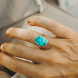 Whitewater Turquoise Ring (Size 7.75) - Golden Road Crafted
