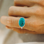 Whitewater Turquoise Ring (Size 8) - Golden Road Crafted
