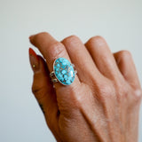 Whitewater Turquoise Ring (Size 8) - Golden Road Crafted