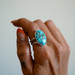 Whitewater Turquoise Ring (Size 8) - Golden Road Crafted
