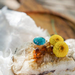 Whitewater Turquoise Ring (Size 8) - Golden Road Crafted