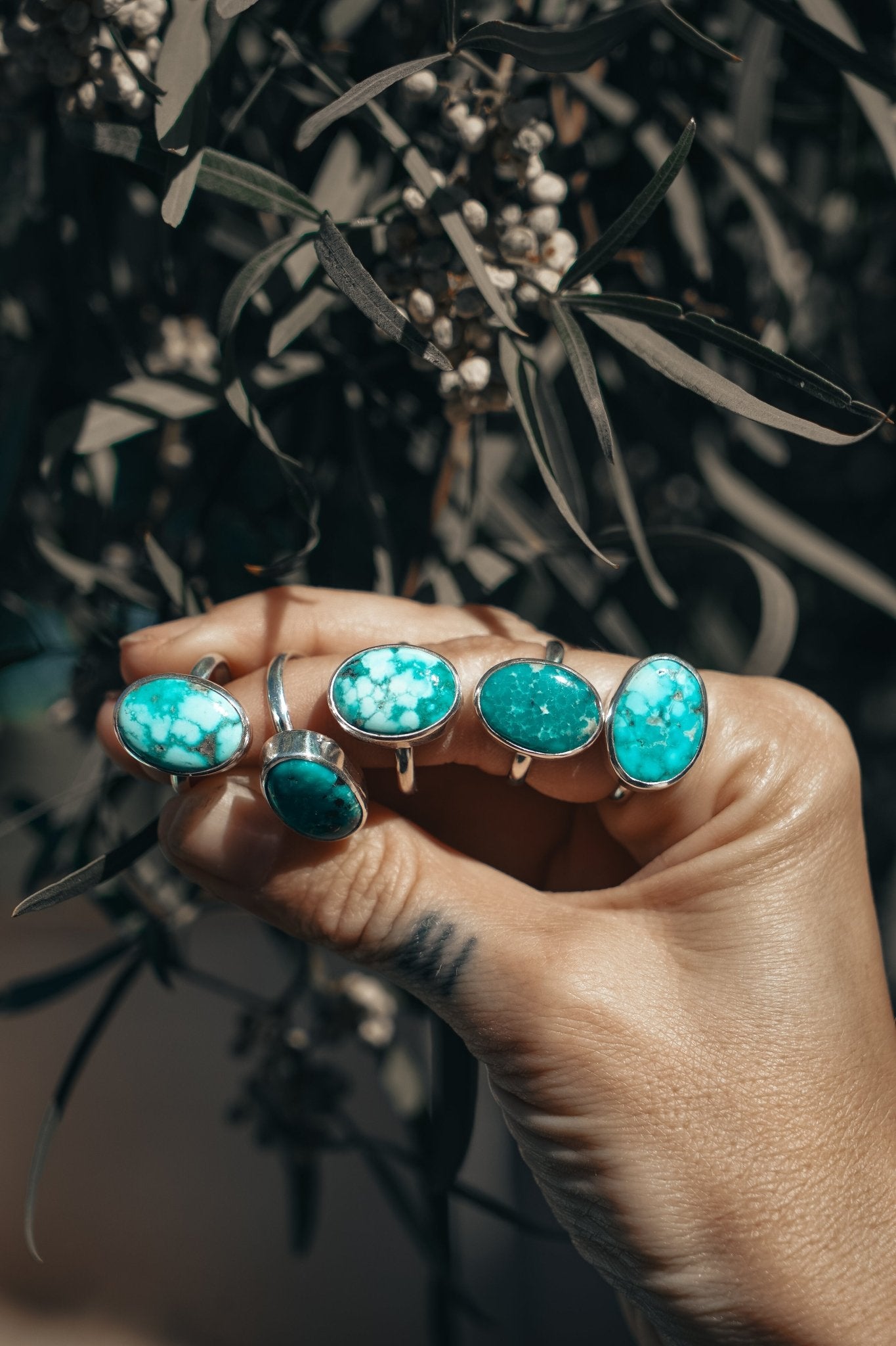 Whitewater Turquoise Ring (Size 8) - Golden Road Crafted