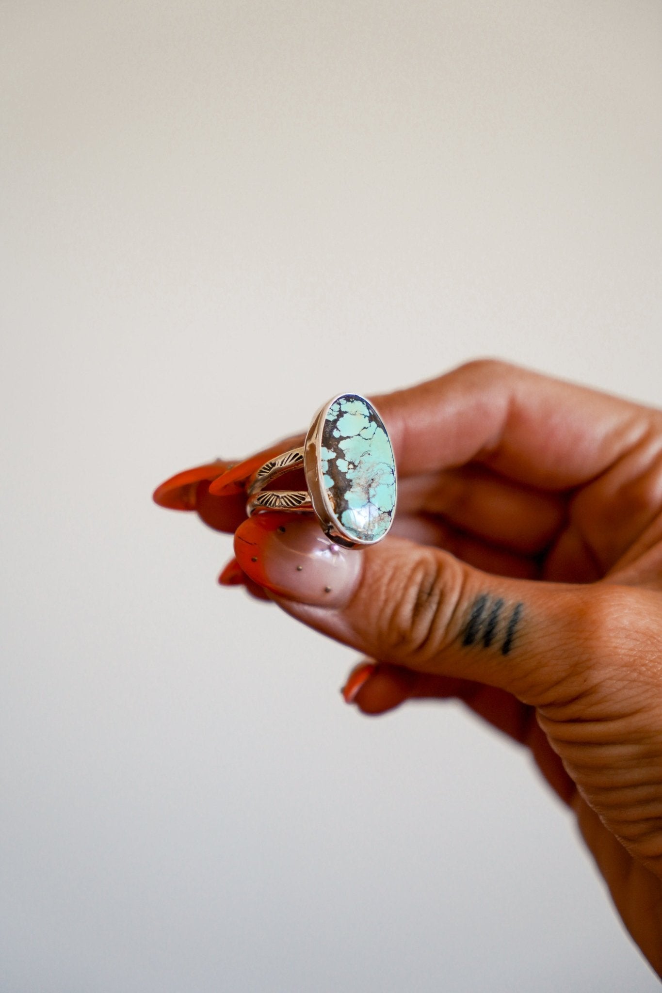 Whitewater Turquoise Ring (Size 9) - Golden Road Crafted