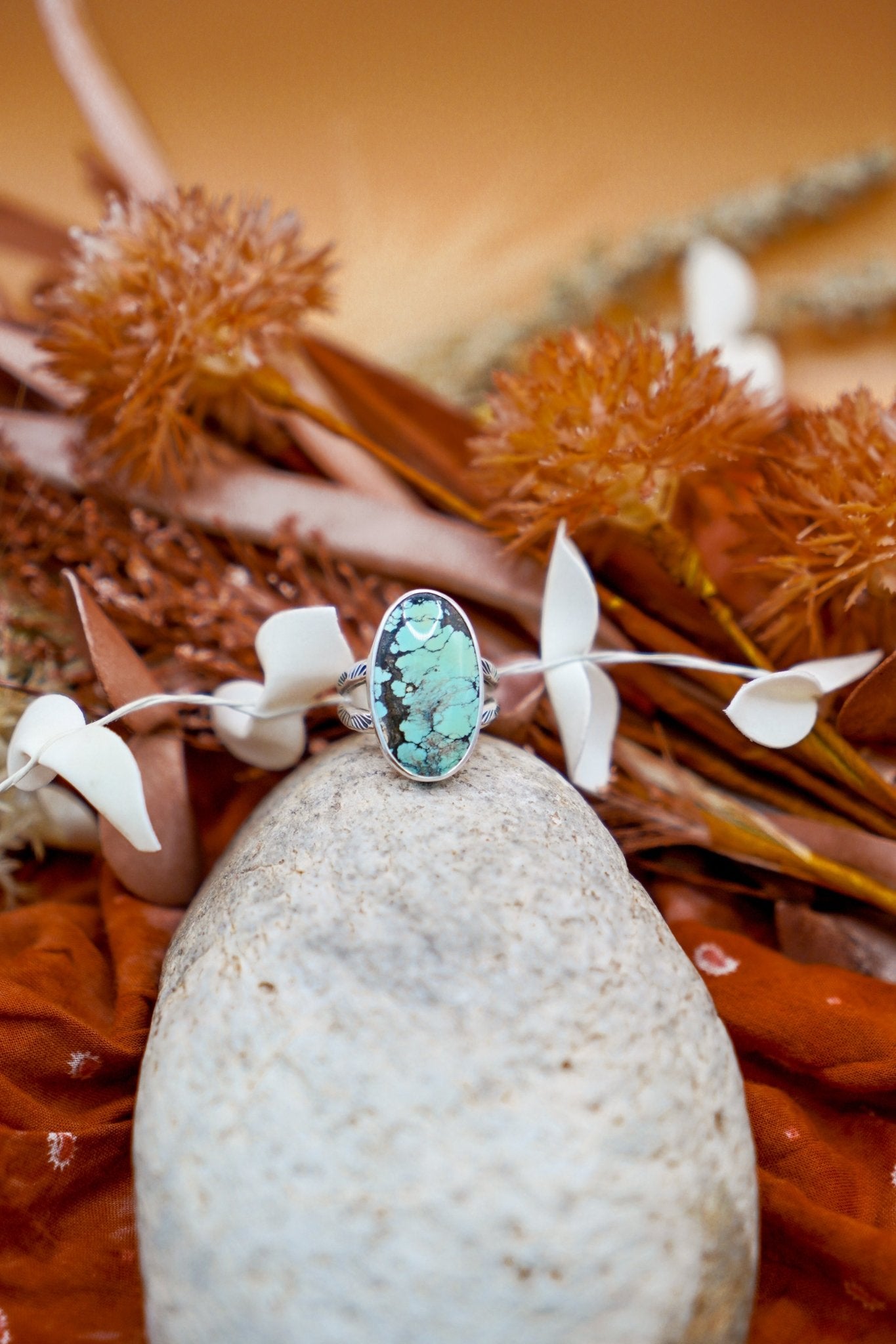 Whitewater Turquoise Ring (Size 9) - Golden Road Crafted