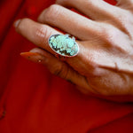 Whitewater Turquoise Ring (Size 9) - Golden Road Crafted