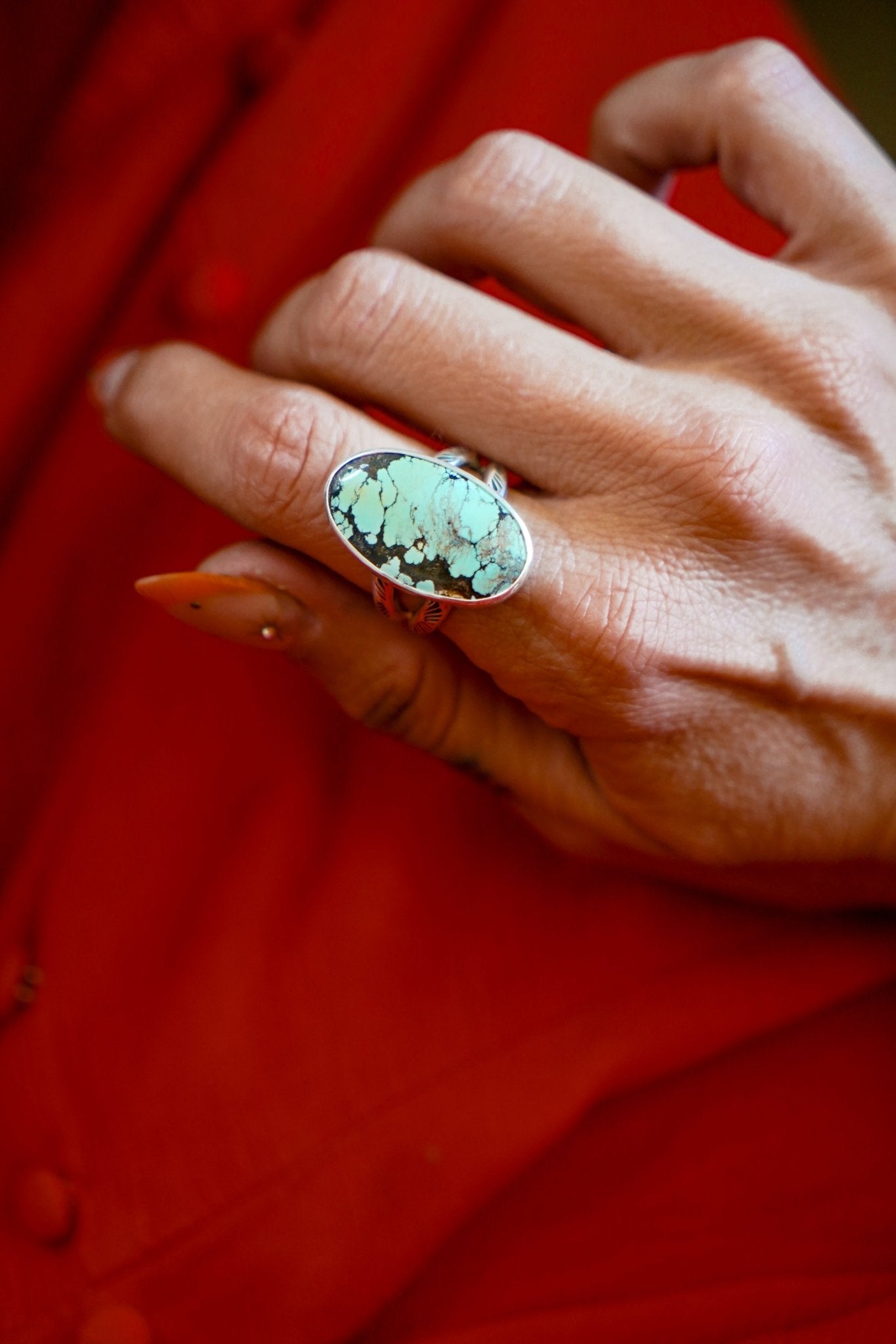 Whitewater Turquoise Ring (Size 9) - Golden Road Crafted