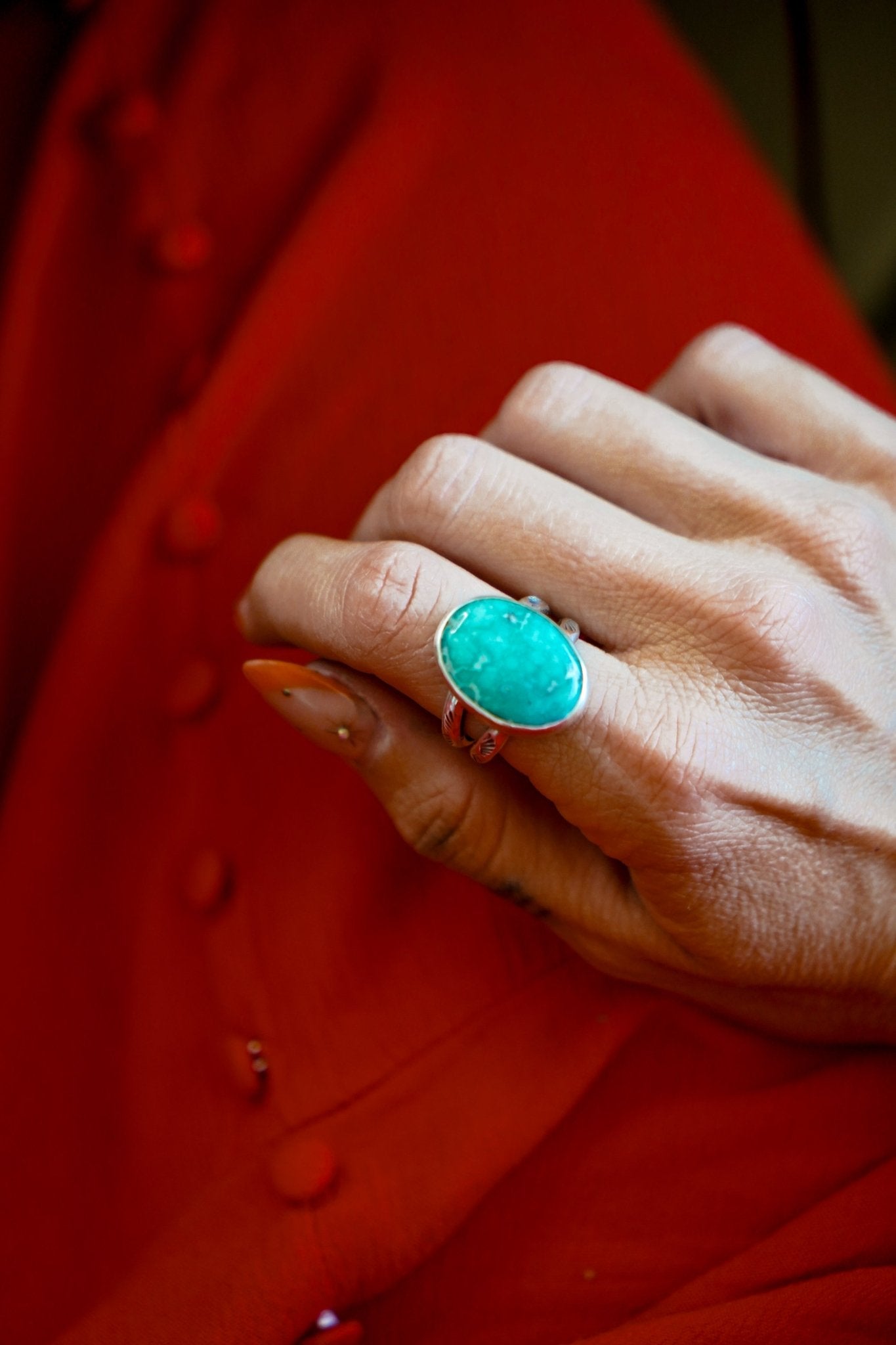 Whitewater Turquoise Ring (Size 9.75) - Golden Road Crafted