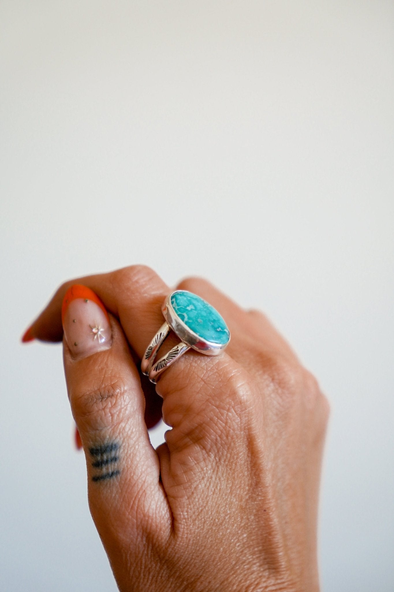 Whitewater Turquoise Ring (Size 9.75) - Golden Road Crafted