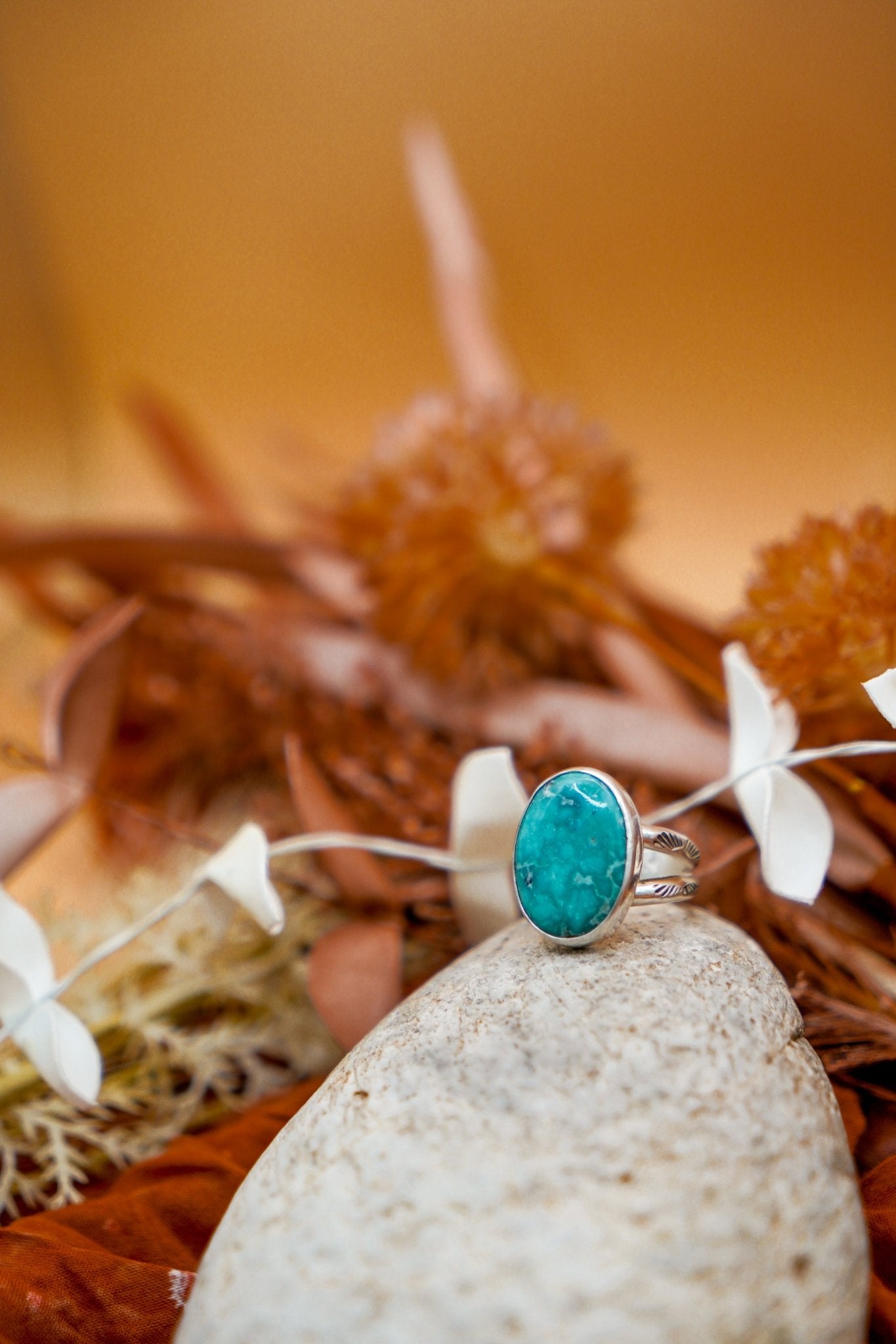 Whitewater Turquoise Ring (Size 9.75) - Golden Road Crafted