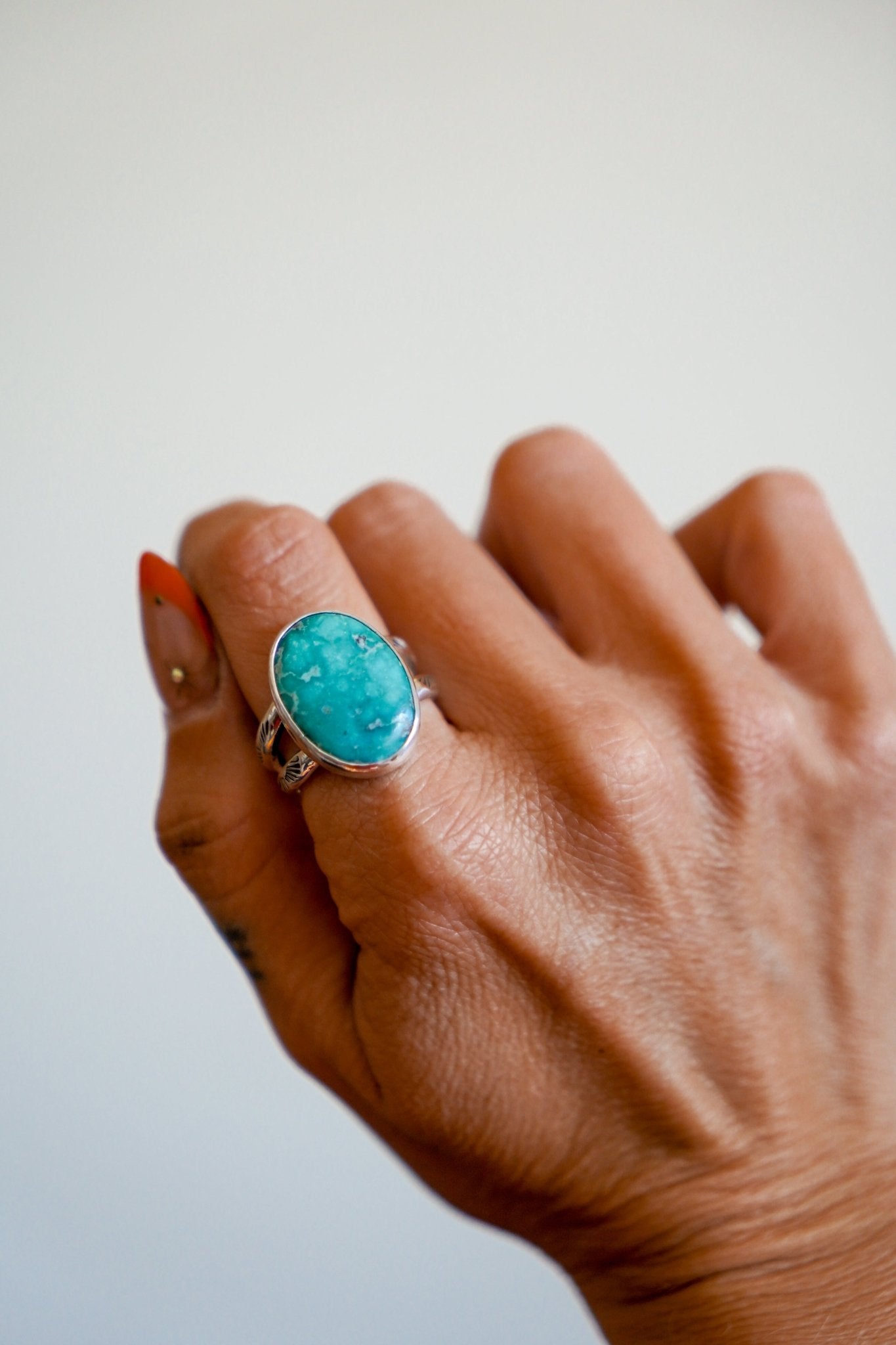 Whitewater Turquoise Ring (Size 9.75) - Golden Road Crafted