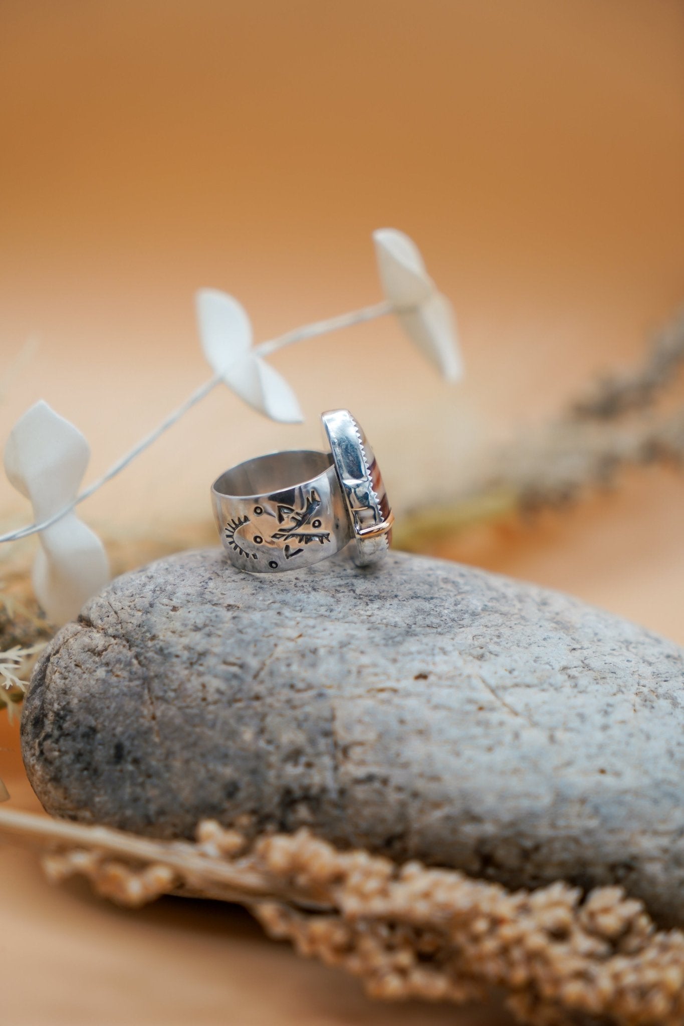 Wide - Band Traveler Ring in Jasper (Size 7.75) - Golden Road Crafted