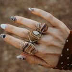 Wide - Band Traveler Ring in Jasper (Size 7.75) - Golden Road Crafted