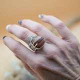 Wide - Band Traveler Ring in Jasper (Size 7.75) - Golden Road Crafted
