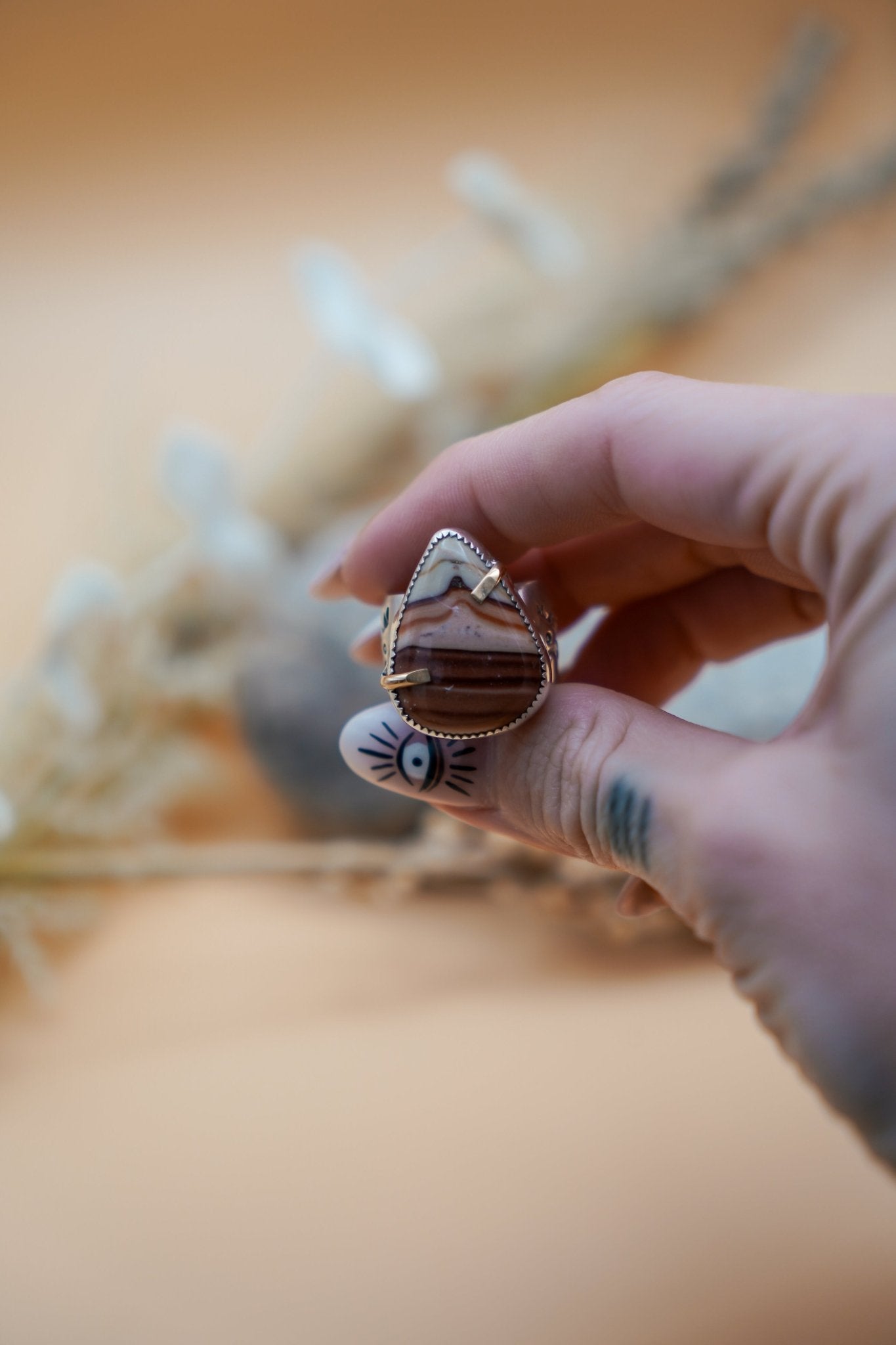 Wide - Band Traveler Ring in Jasper (Size 7.75) - Golden Road Crafted