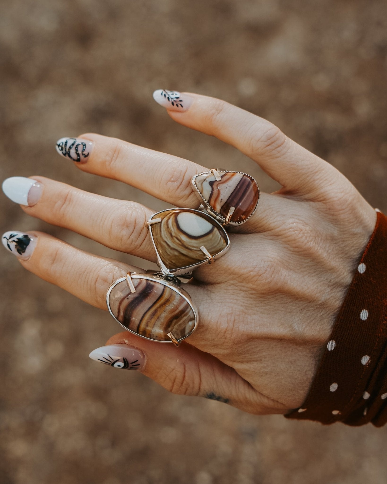 Wide - Band Traveler Ring in Jasper (Size 8.5) - Golden Road Crafted