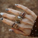 Wide - Band Traveler Ring in Jasper (Size 8.5) - Golden Road Crafted