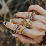 Wide - Band Traveler Ring in Jasper (Size 8.5) - Golden Road Crafted