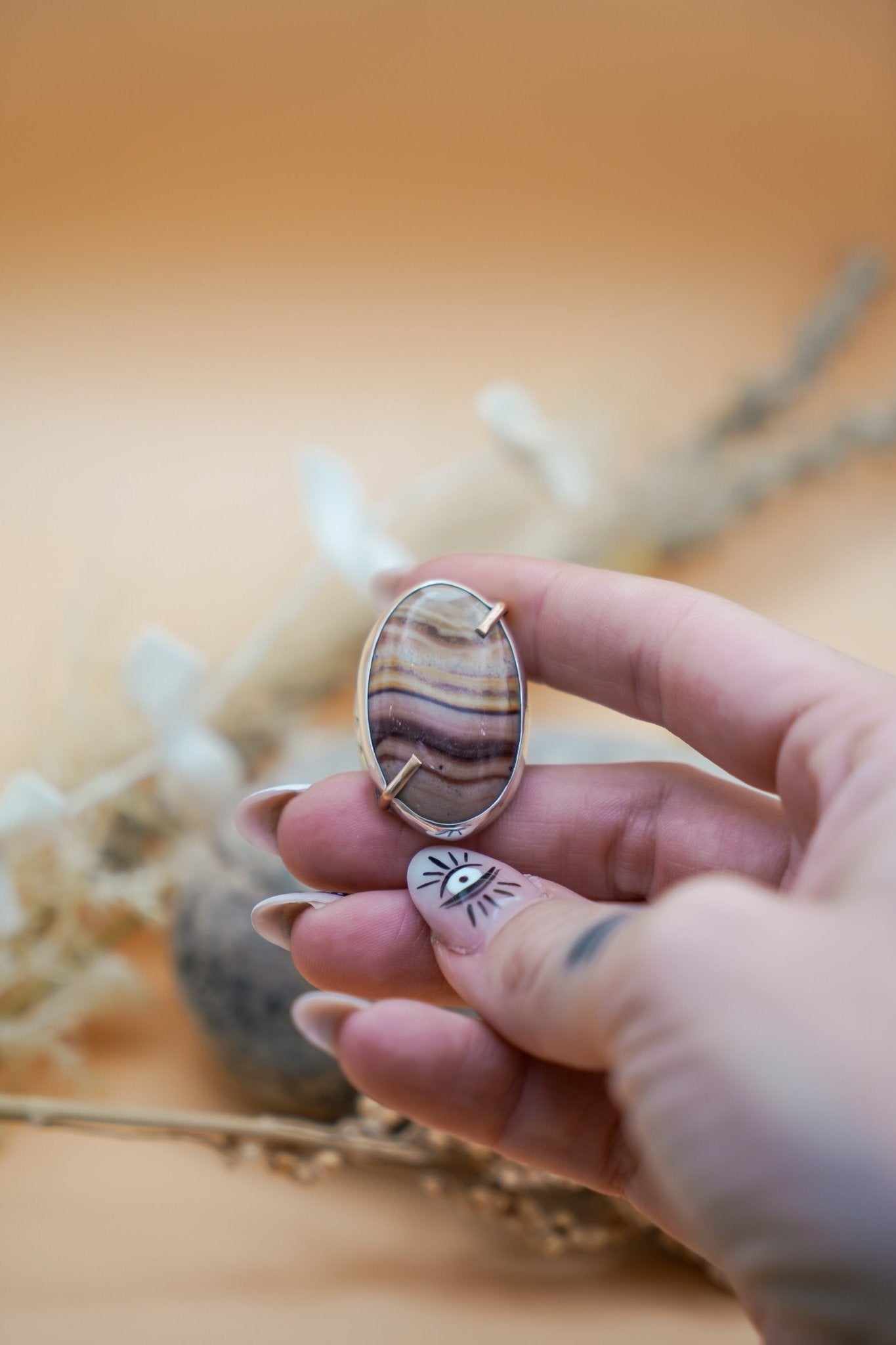 Wide - Band Traveler Ring in Jasper (Size 8.5) - Golden Road Crafted