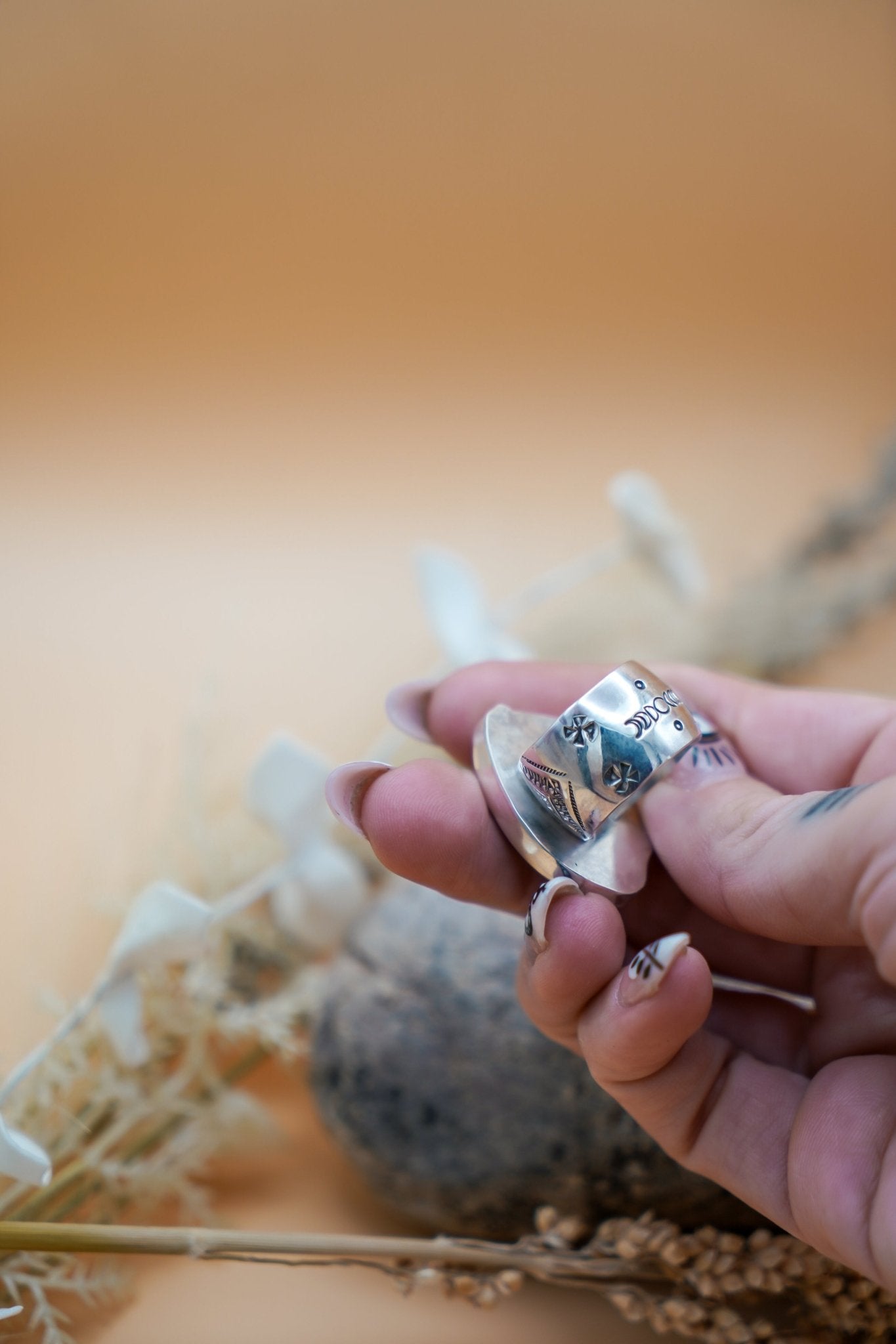Wide - Band Traveler Ring in Jasper (Size 8.5) - Golden Road Crafted