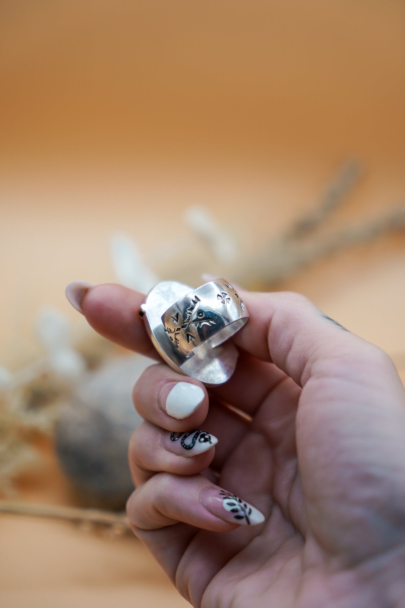 Wide - Band Traveler Ring in Jasper (Size 8.5) - Golden Road Crafted