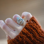 Wide - band Traveler Ring in Scenic Agate with Gold - Fill Prongs (Size 6.25) - Golden Road Crafted