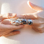 Wide - band Traveler Ring in Scenic Agate with Gold - Fill Prongs (Size 6.25) - Golden Road Crafted